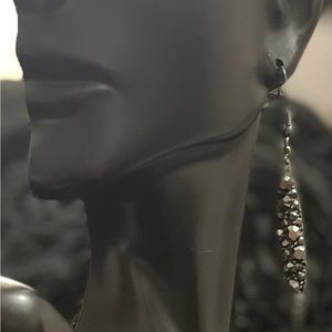 Charcoal Rhinestone Dangle Earrings